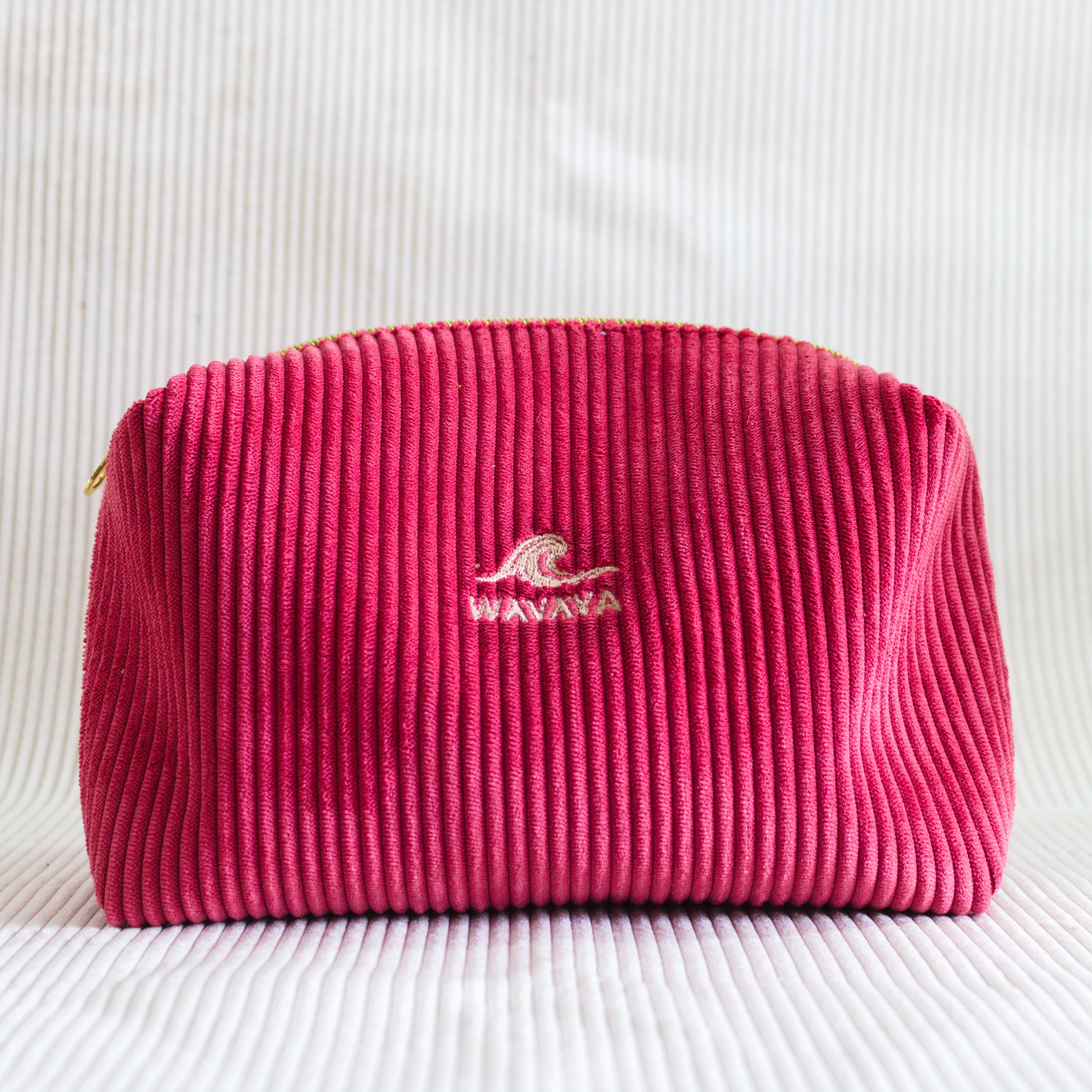 Pochette de toilette velours Essential Framboise – Wavaya Wavaya