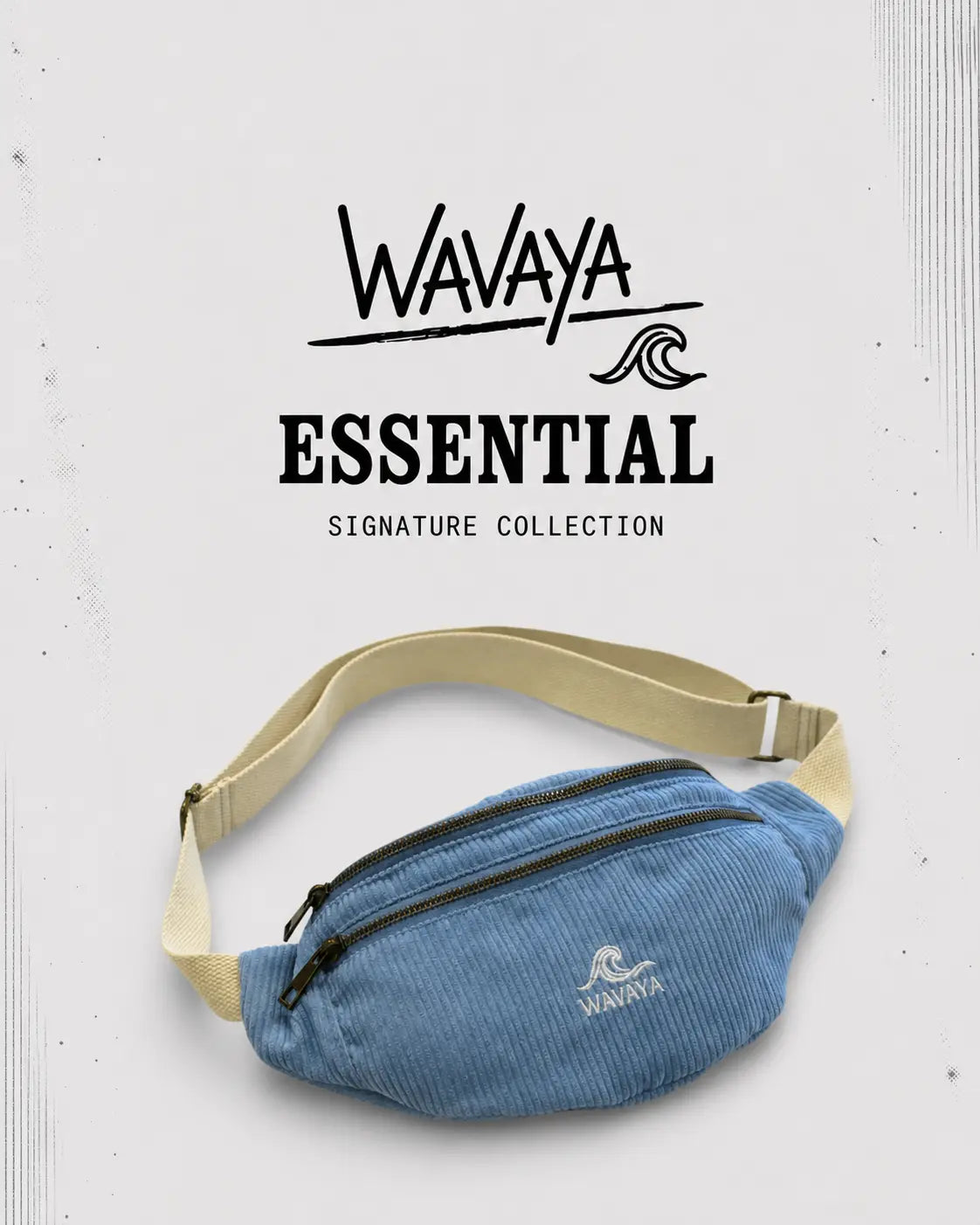 Essential Wavaya : sac banane en velours côtelé bleu – matière textile et fabrication – Mycobloom