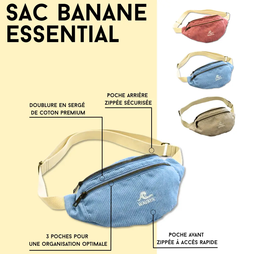 Sac banane Essential : pourquoi son format 3 poches change vraiment le quotidien – matière textile et fabrication – Mycobloom