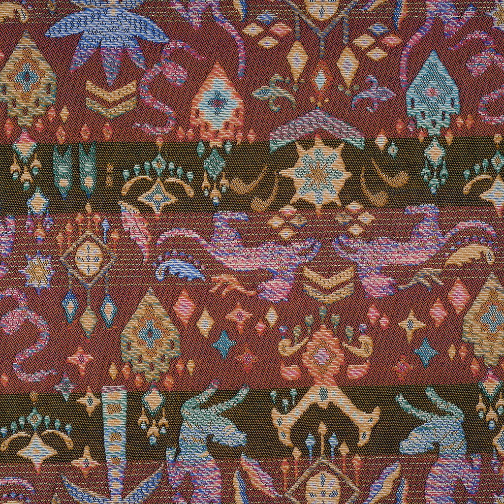 Tissu Jacquard Tibétain – Écru & Multicolore - création textile durable - Mycobloom