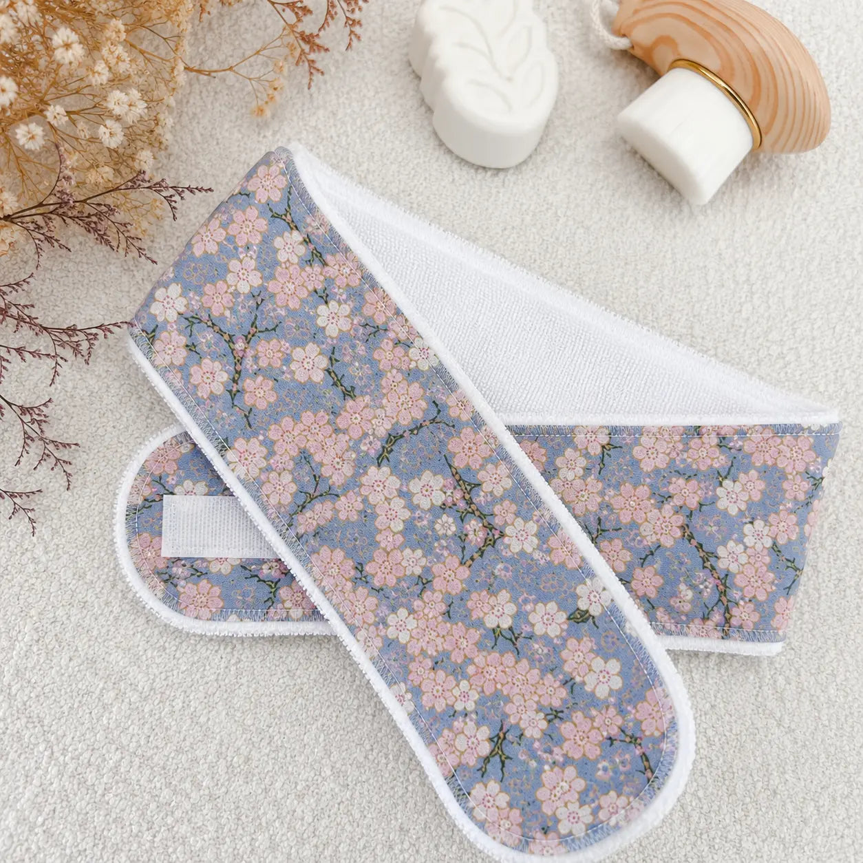 Bandeau soin du visage en coton et éponge bambou