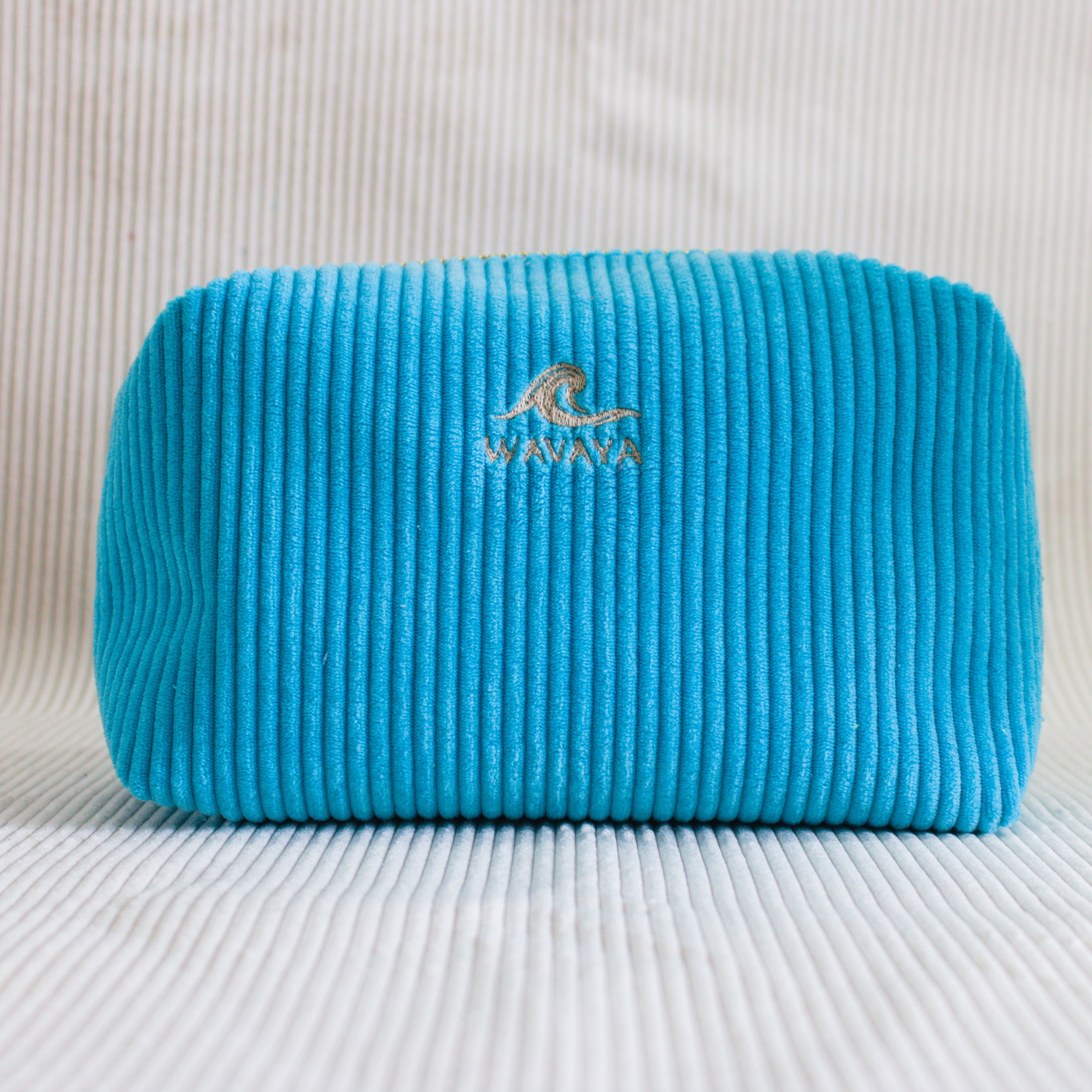 Pochette de toilette velours Essential Bleu lagon – Wavaya Wavaya