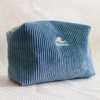 Pochette de toilette velours Essential Bleu Denim– Wavaya Wavaya