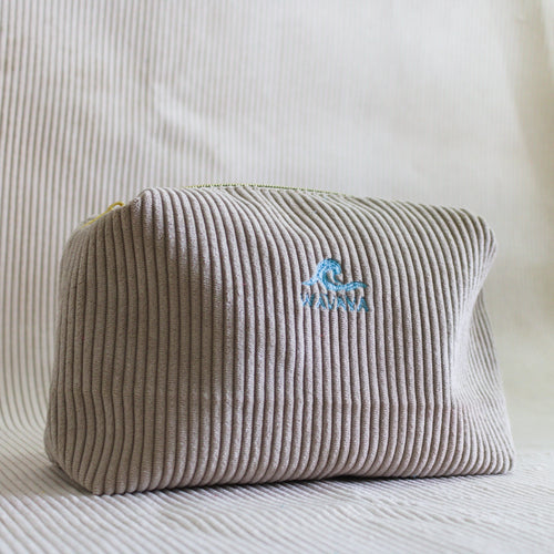 Trousse de toilette velours Essential beige Wavaya