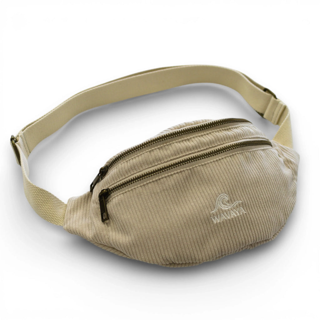 Sac banane velours côtelé Essential Beige - création textile durable - Mycobloom