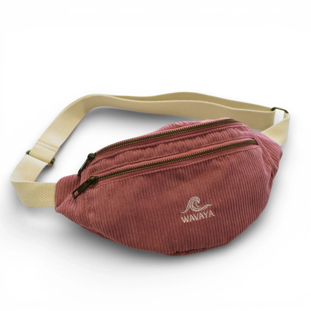 Sac banane velours côtelé rose Essential - création textile durable - Mycobloom