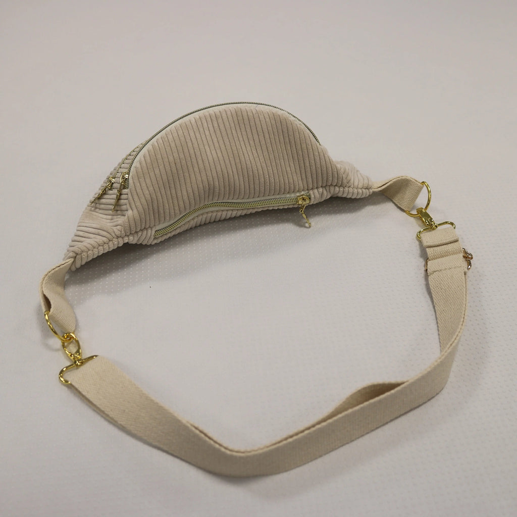 Sac banane velours Essential beige