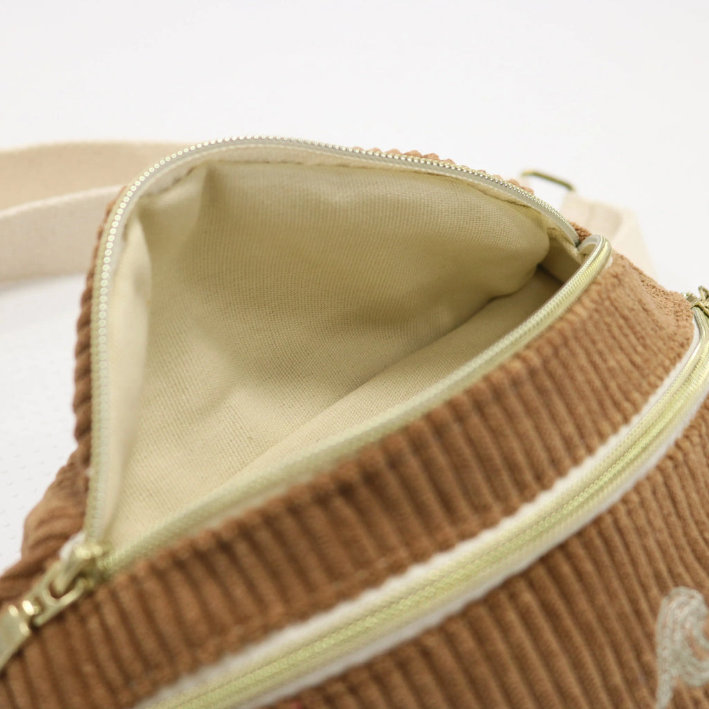 Sac banane velours Essential marron