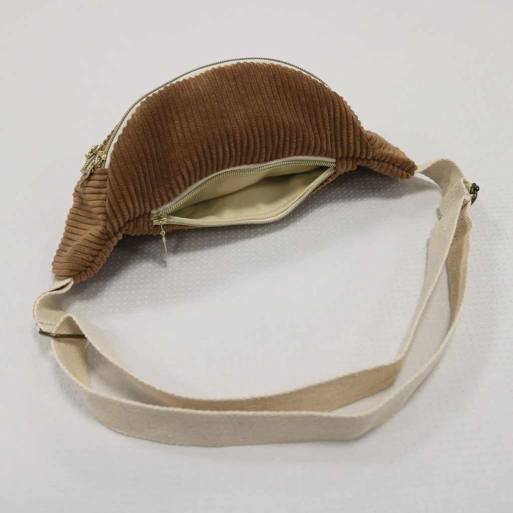 Sac banane velours Essential marron