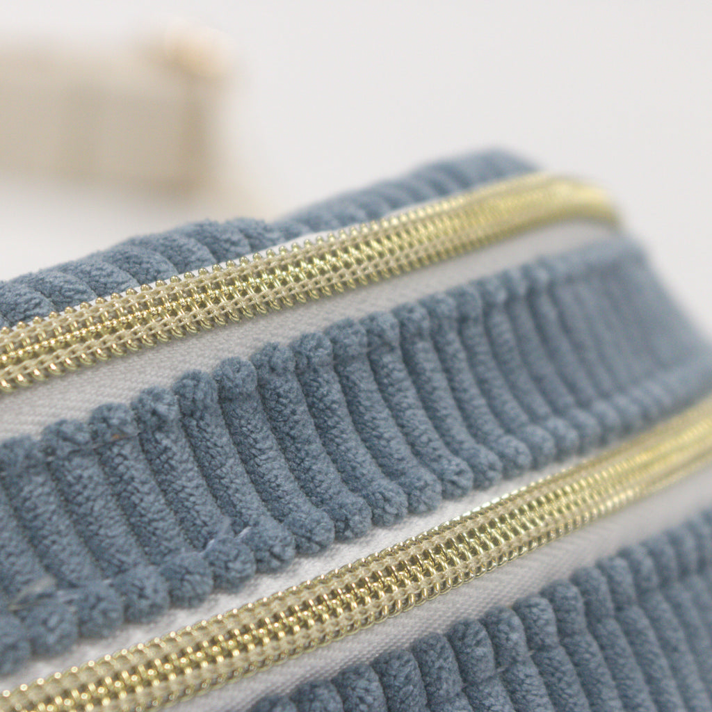 Sac banane velours Essential Bleu denim