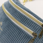 Sac banane velours Essential Bleu denim