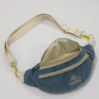 Sac banane velours Essential Bleu denim