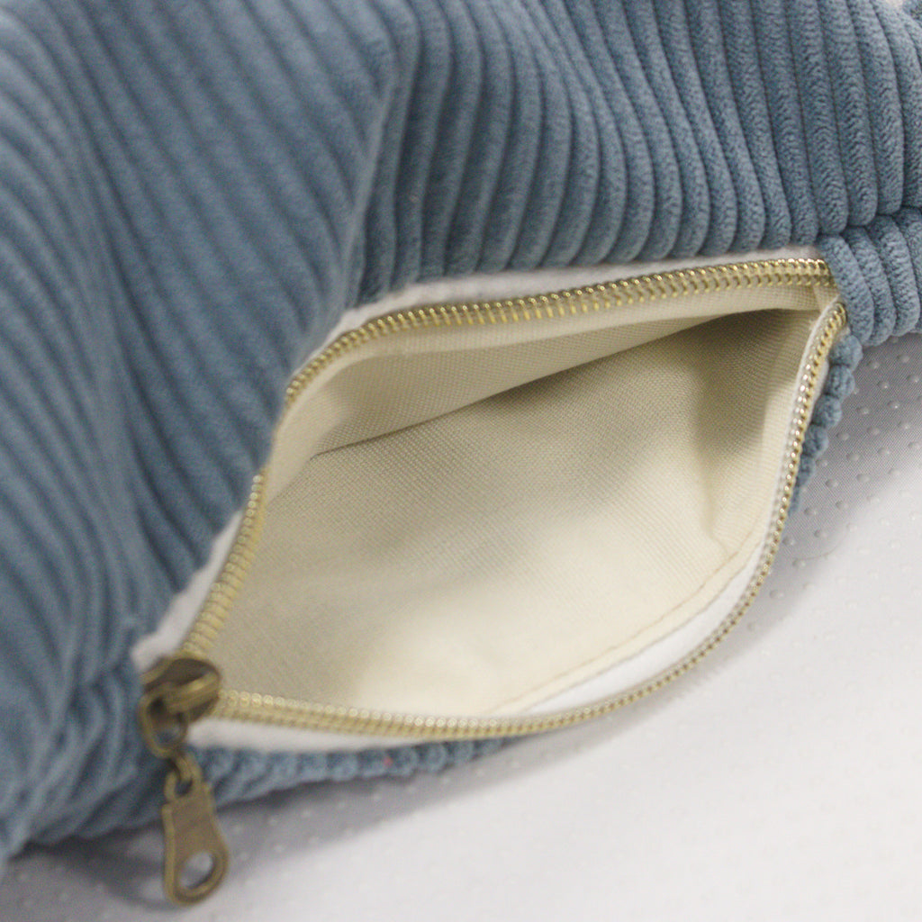 Sac banane velours Essential Bleu denim