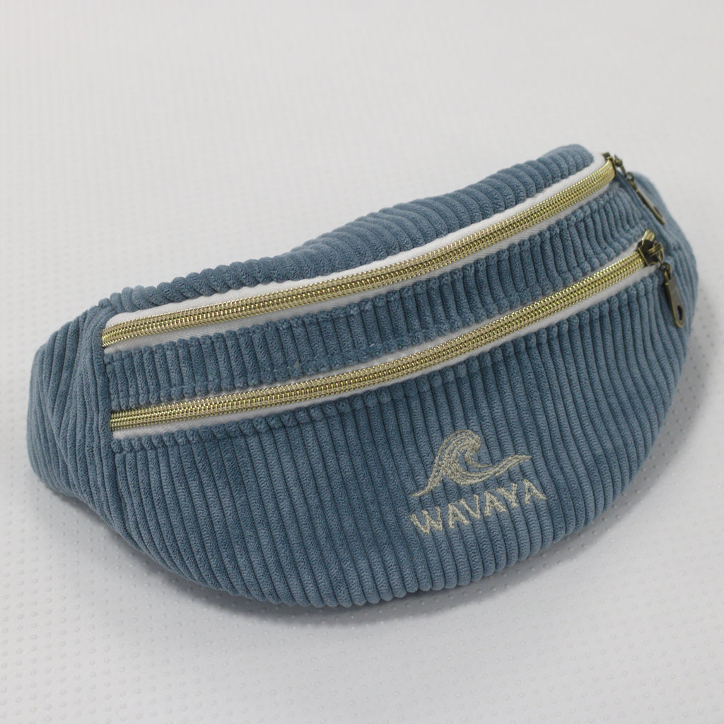 Sac banane velours Essential Bleu denim