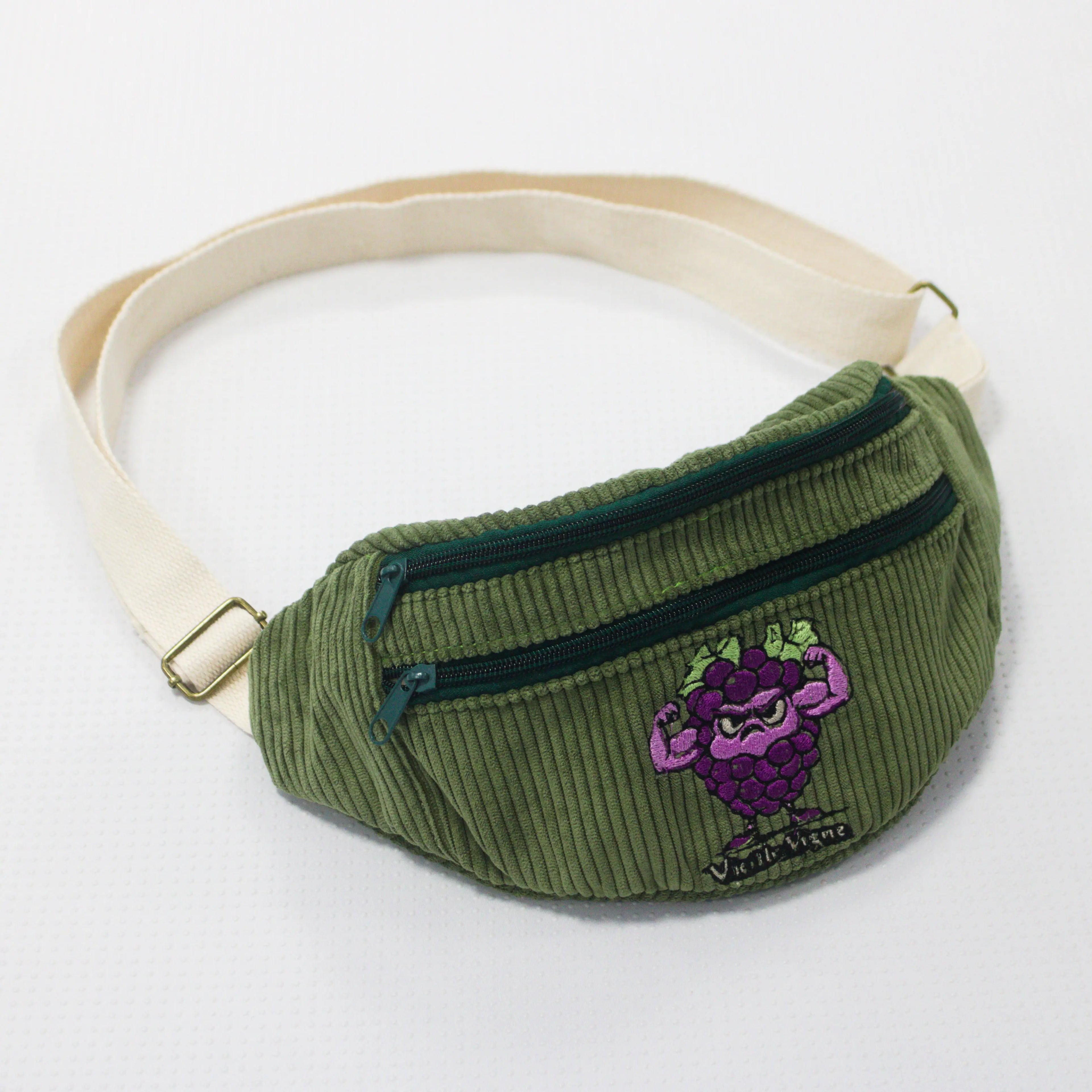 Sac banane velours côtelé Essential vert vieille vigne Wavaya