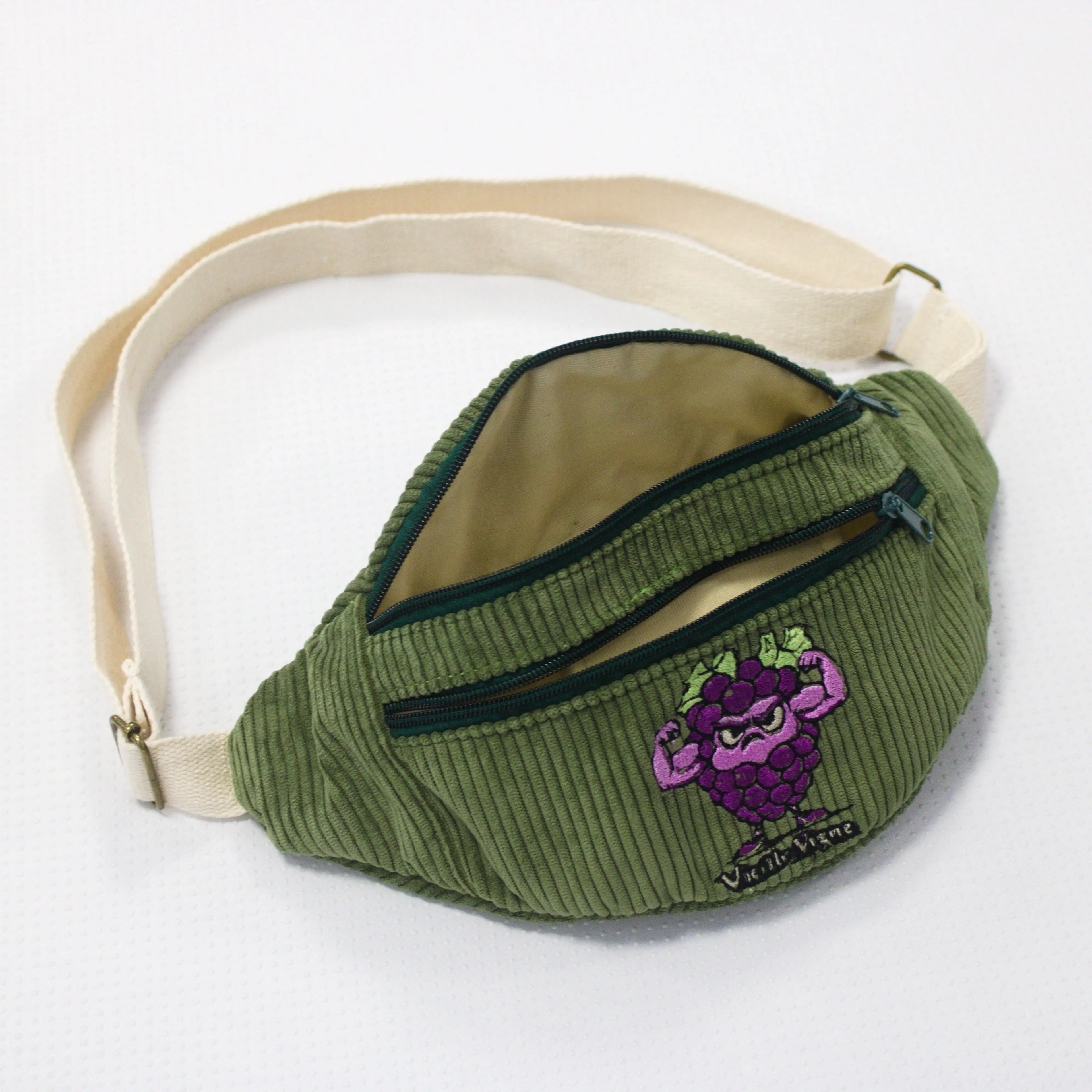 Sac banane velours côtelé Essential vert vieille vigne Wavaya