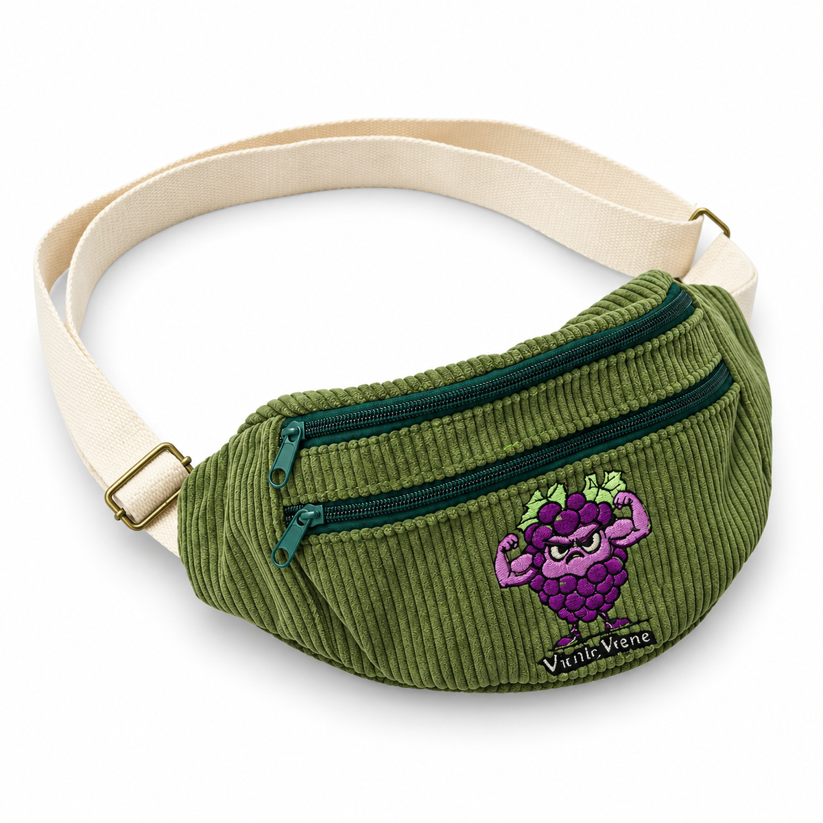 Sac banane velours côtelé Essential vert vieille vigne - création textile durable - Mycobloom