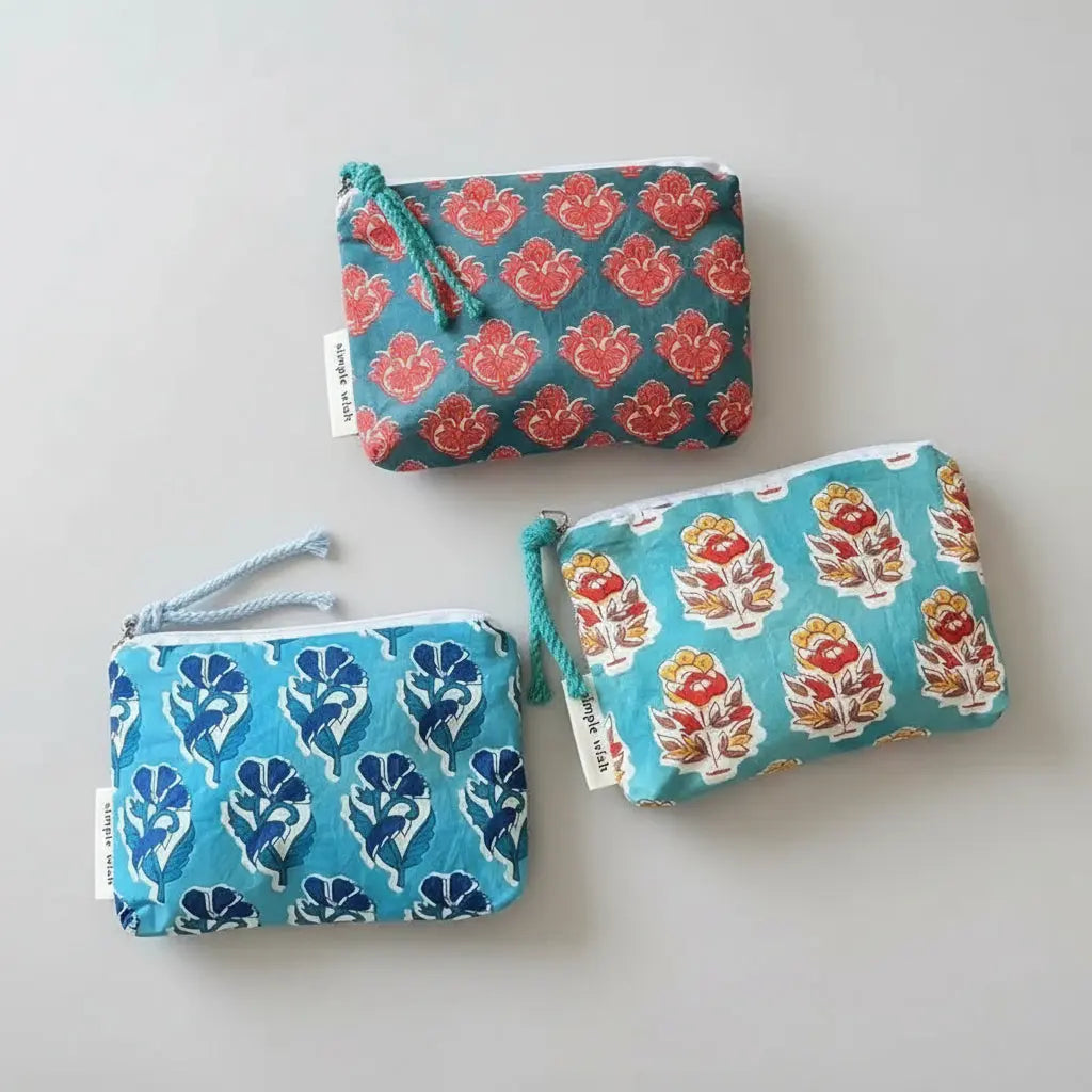 Pochette coton imprimé vintage